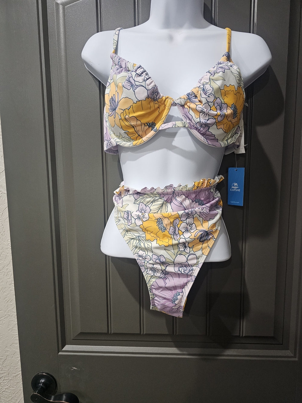 Cupshe Lavender & Yellow Floral Underwire Bikini Set